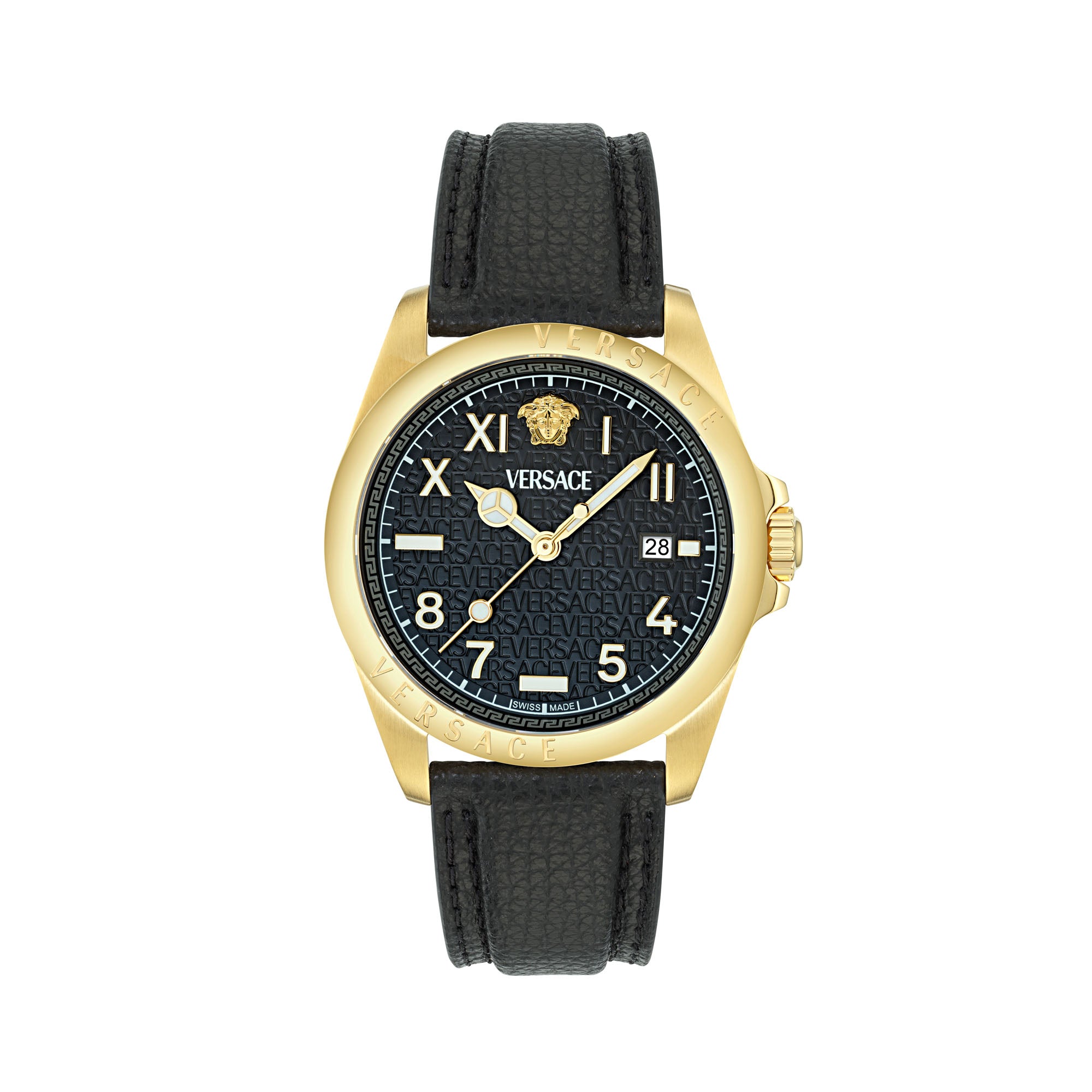 Versace Anteo Leather Black Round Dial Quartz Analog Men Watch Watch Versace