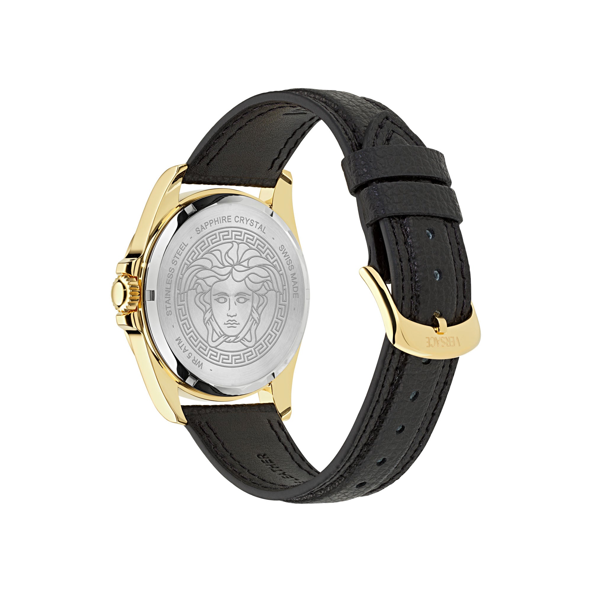 Versace Anteo Leather Black Round Dial Quartz Analog Men Watch Watch Versace