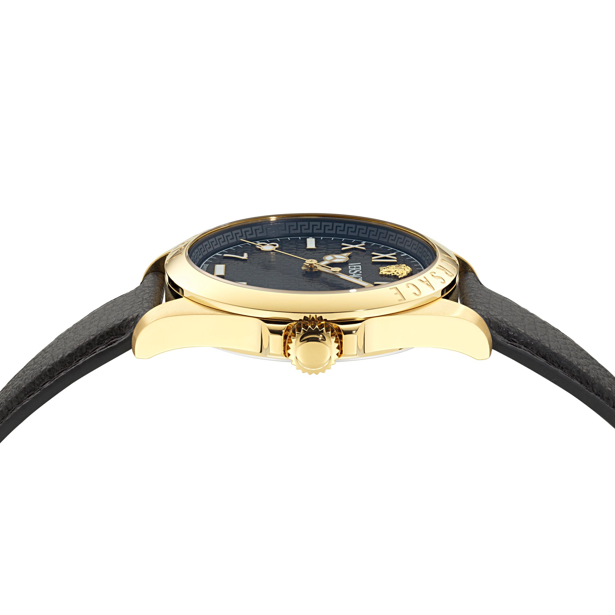 Versace Anteo Leather Black Round Dial Quartz Analog Men Watch Watch Versace