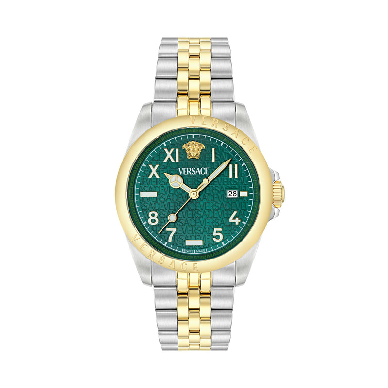 Versace Anteo Green Round Dial Quartz Analog Men Watch Watch Versace