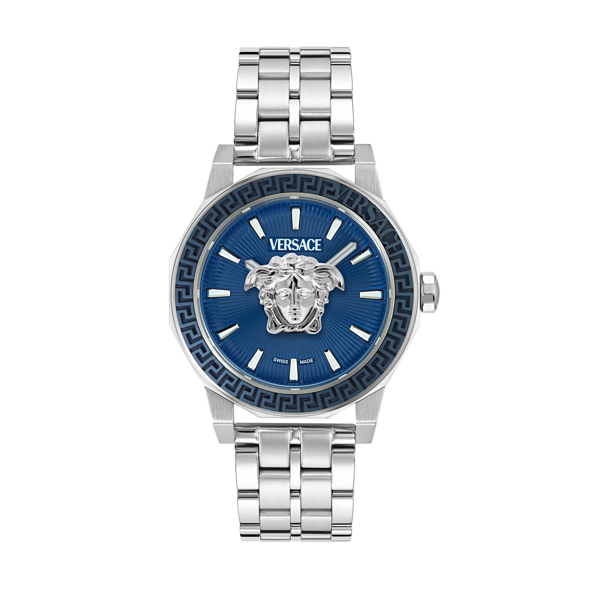 【希少】Versace ヴェルサーチ　置き時計　Medusa Blue Versace Medusa Blue Round Dial Quartz Analog Men Watch - VE9I00324