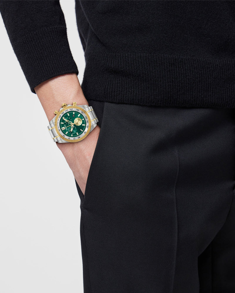 Versace Chrono X Green Round Dial Quartz Analog Men Watch Watch Versace