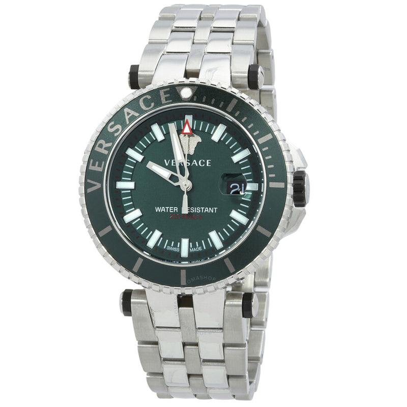 Versace V Race Green Round Dial Quartz Analog Men Watch Watch Versace