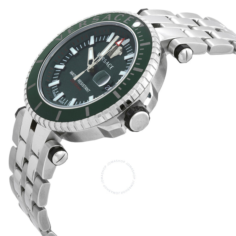 Versace V Race Green Round Dial Quartz Analog Men Watch Watch Versace