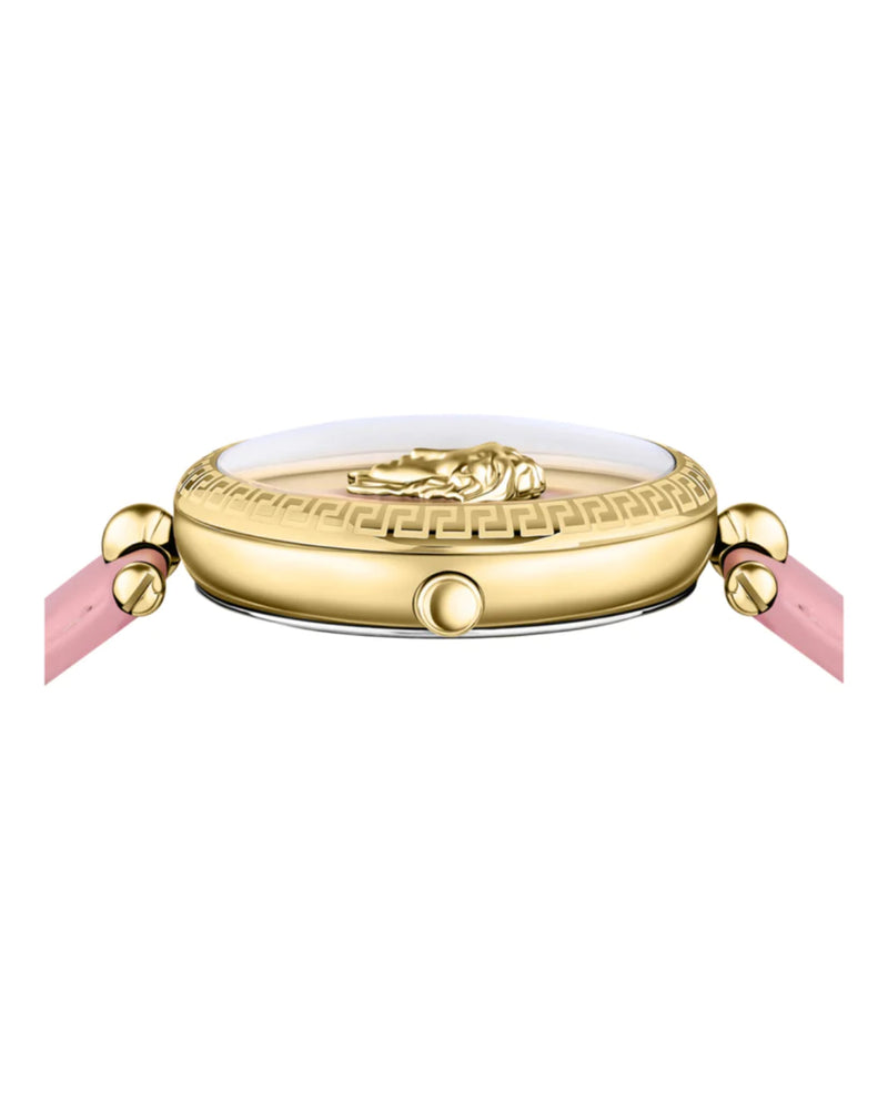 Versace Palazzo Empire Leather Pink Round Dial Quartz Analog Women Watch Watch Versace