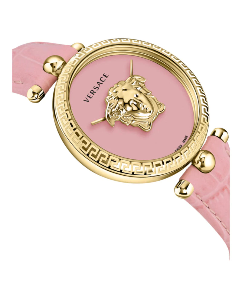 Versace Palazzo Empire Leather Pink Round Dial Quartz Analog Women Watch Watch Versace