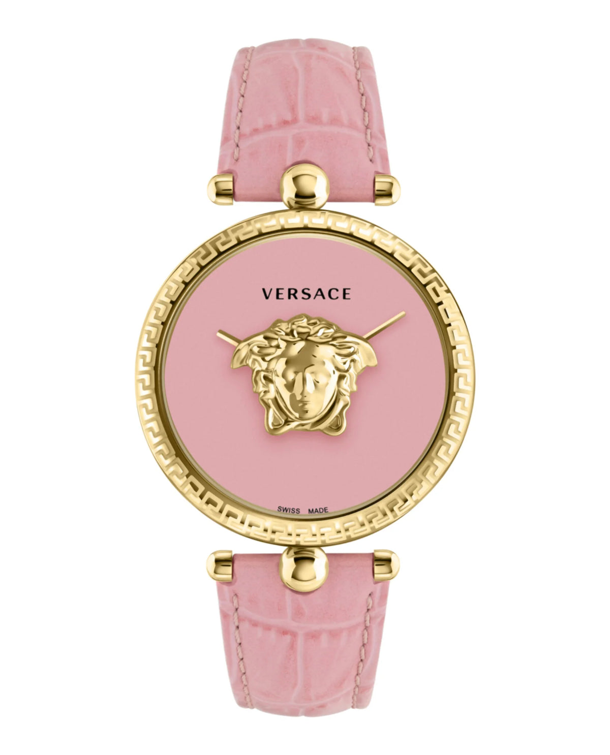 Versace Palazzo Empire Leather Pink Round Dial Quartz Analog Women