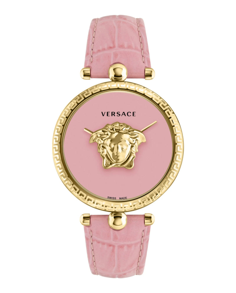 Versace Palazzo Empire Leather Pink Round Dial Quartz Analog Women Watch Watch Versace