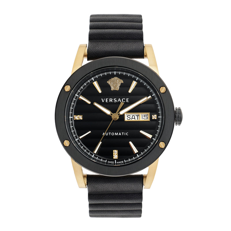 Versace Leather Black Round Dial Automatic Analog Men Watch Watch Versace