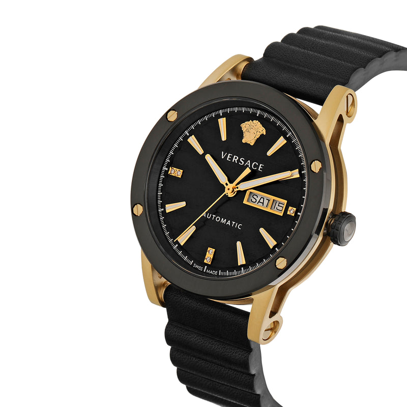Versace Leather Black Round Dial Automatic Analog Men Watch Watch Versace