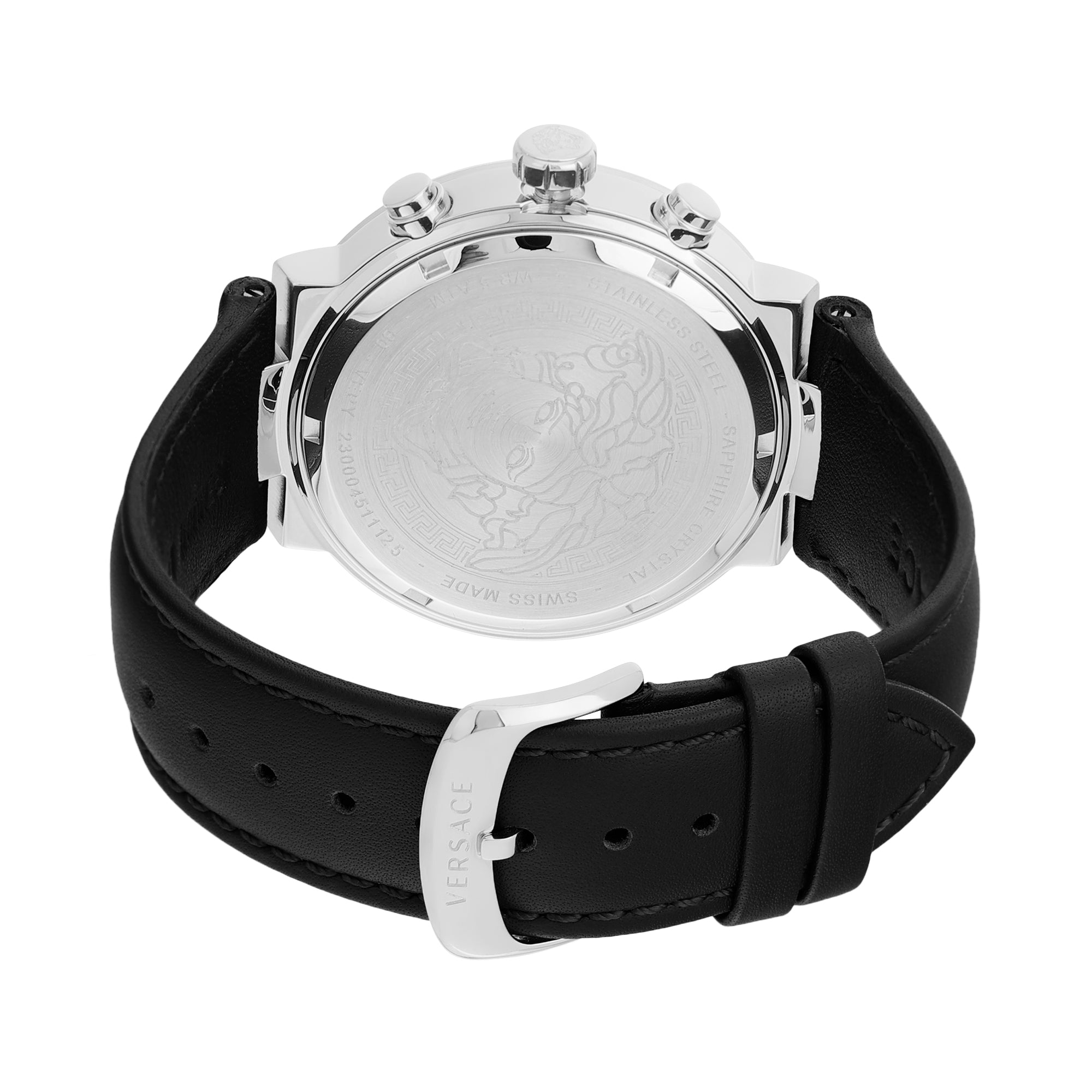 Versace Leather Black Round Dial Quartz Analog Men Watch
