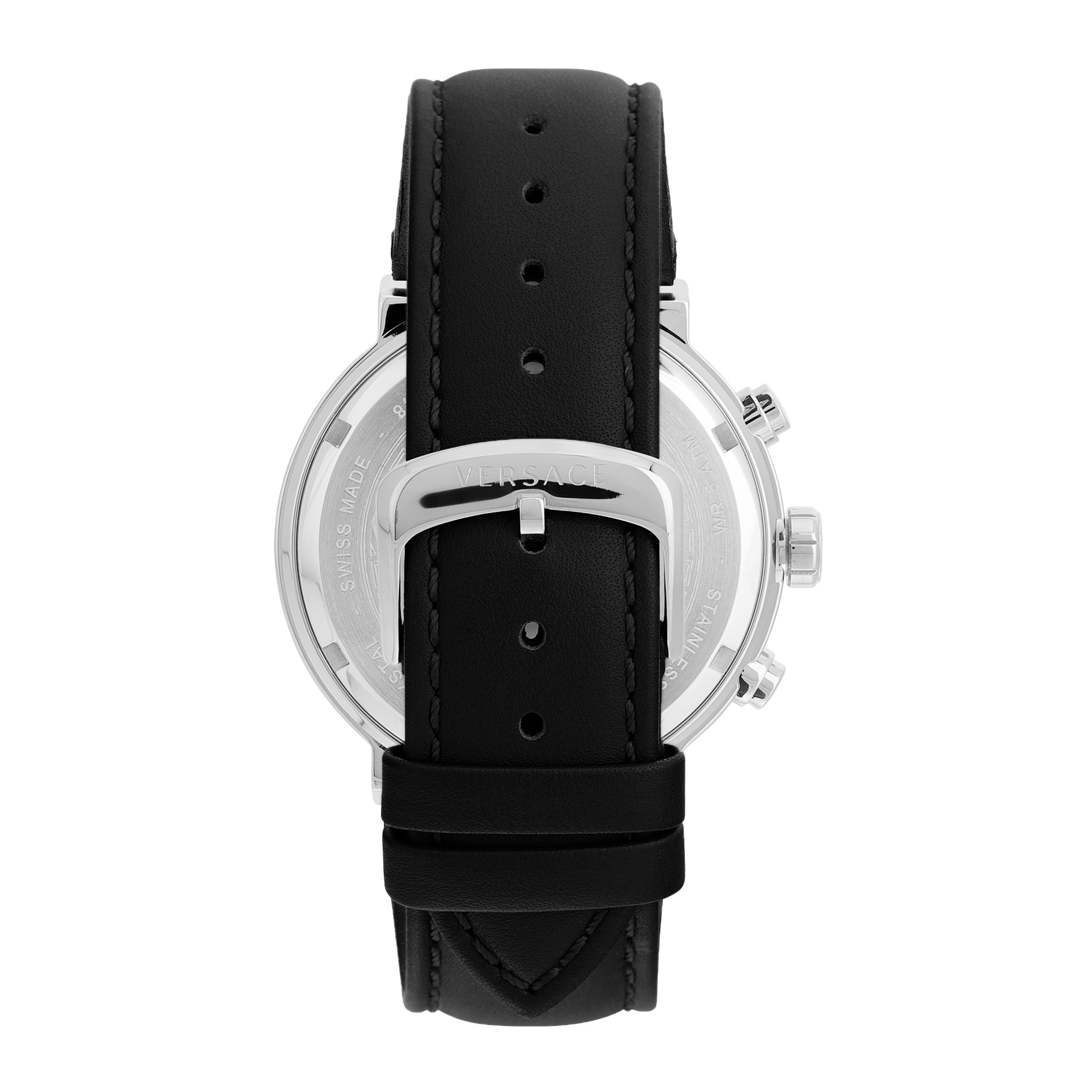 Versace Leather Black Round Dial Quartz Analog Men Watch