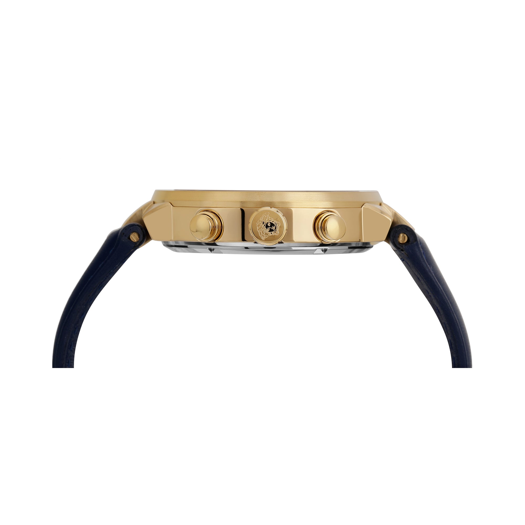 Versace Leather Blue Round Dial Quartz Analog Men Watch