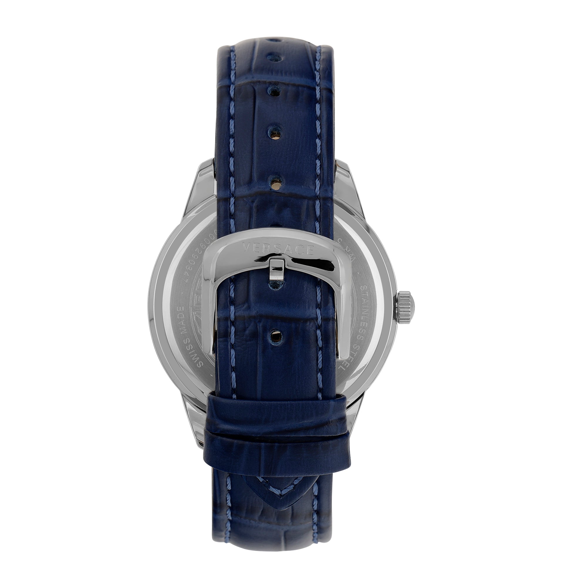 Versace Leather Blue Round Dial Quartz Analog Women Watch