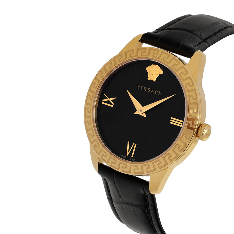 Versace Leather Black Round Dial Quartz Analog Women Watch Watch Versace