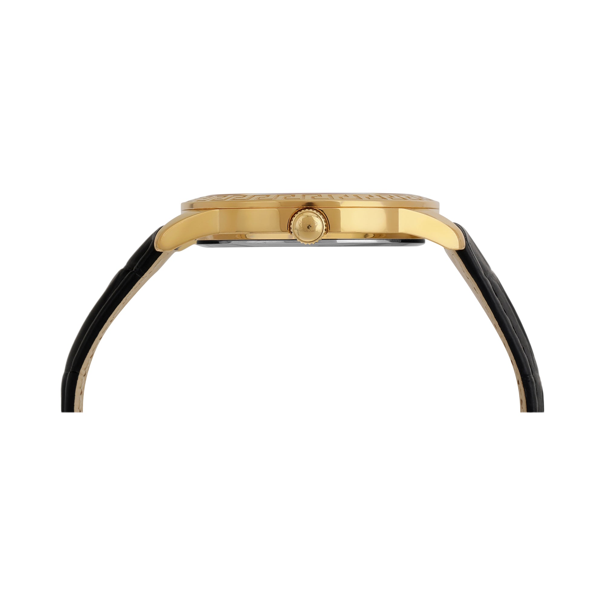 Versace Leather Black Round Dial Quartz Analog Women Watch