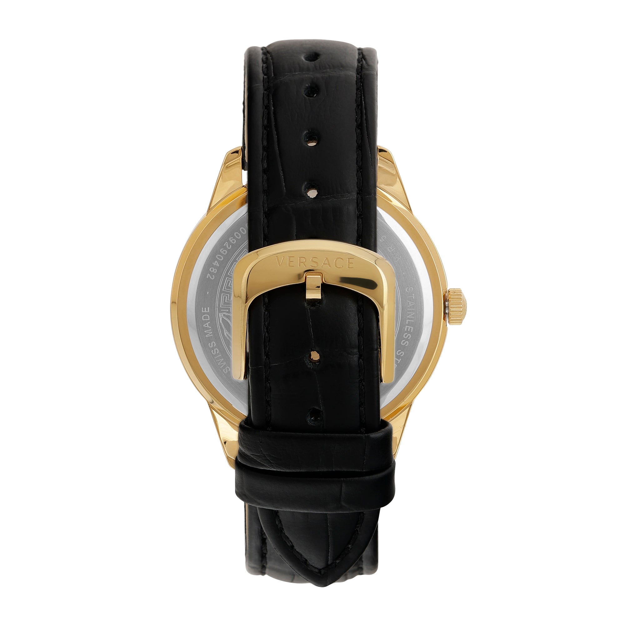 Versace Leather Black Round Dial Quartz Analog Women Watch