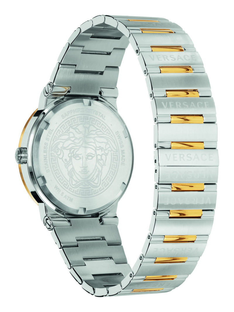Versace Greca Leather Gold Round Dial Quartz Men Watch Watch Versace