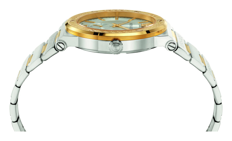 Versace Greca Leather Gold Round Dial Quartz Men Watch Watch Versace