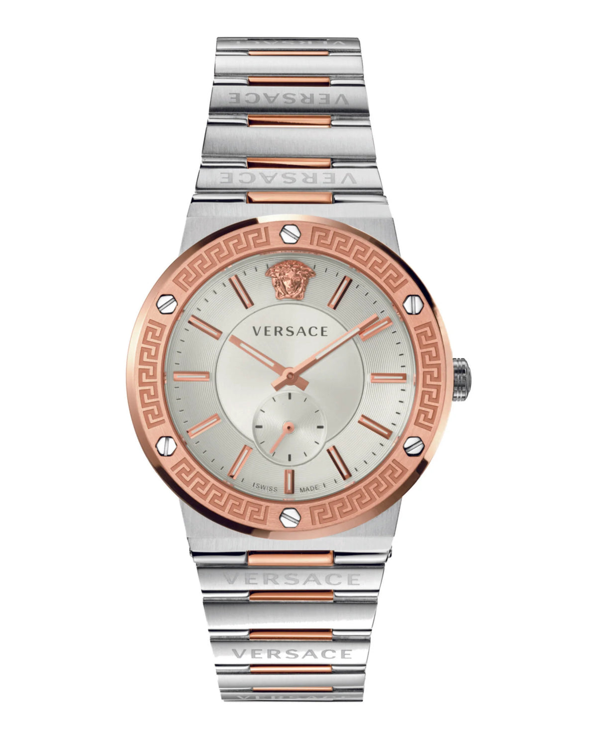 Versace Greca Logo Silver Round Dial Quartz Analog Men Watch