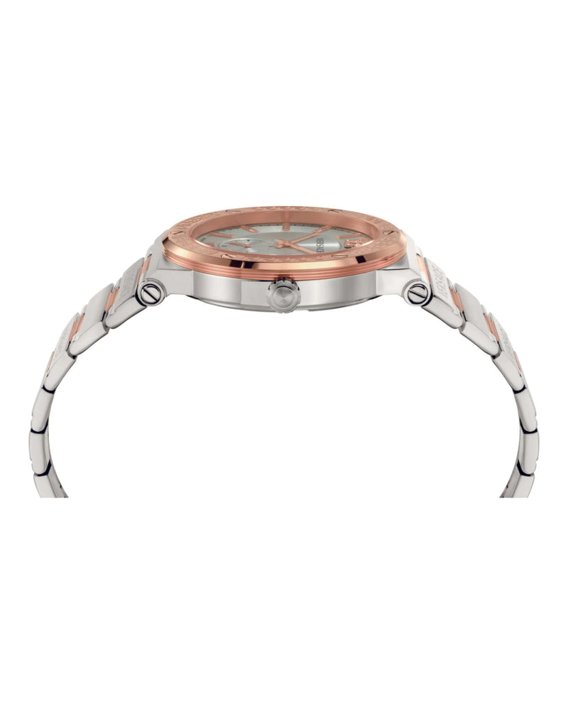 Versace Greca Logo Silver Round Dial Quartz Analog Men Watch Watch Versace