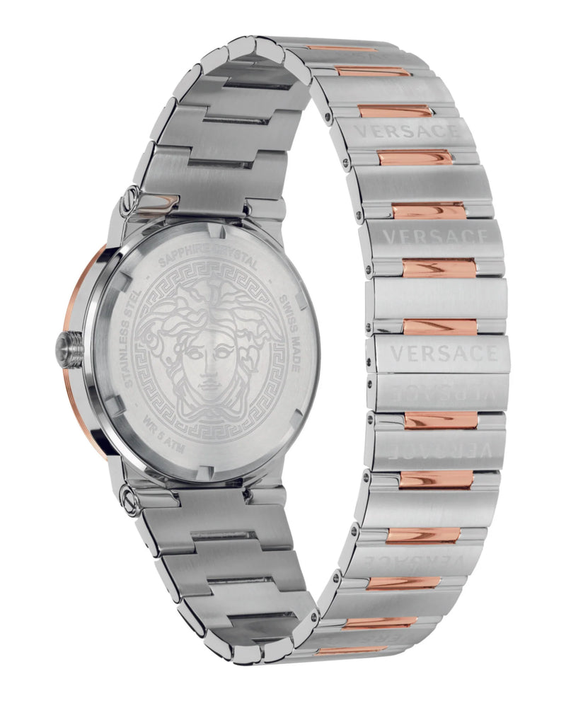 Versace Greca Logo Silver Round Dial Quartz Analog Men Watch Watch Versace