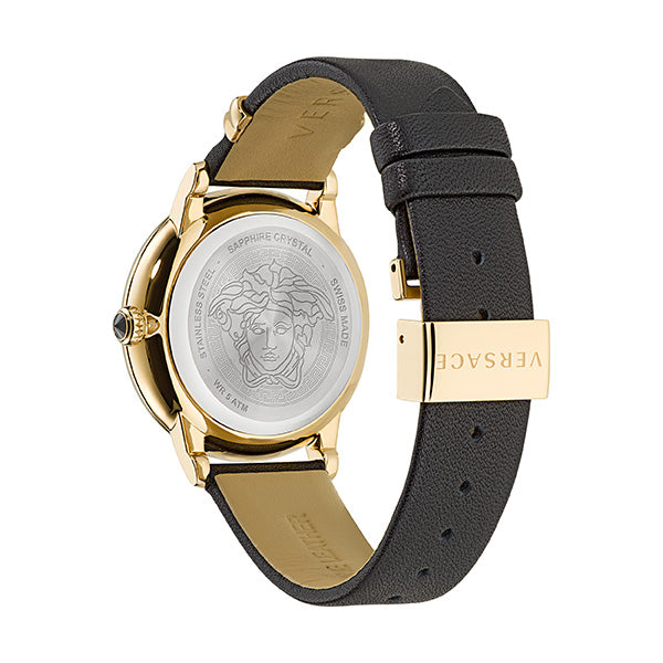 Versace Medusa Leather Champagne Round Dial Quartz Analog Women Watch Watch Versace