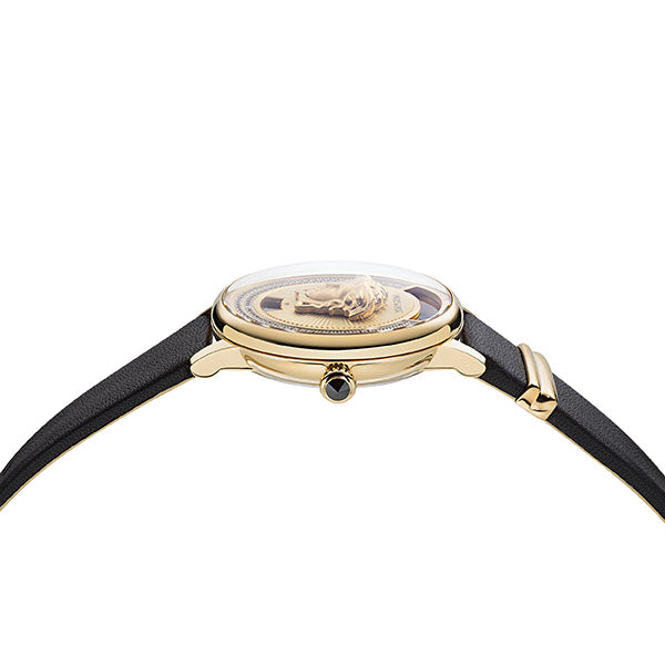 Versace Medusa Leather Champagne Round Dial Quartz Analog Women Watch Watch Versace