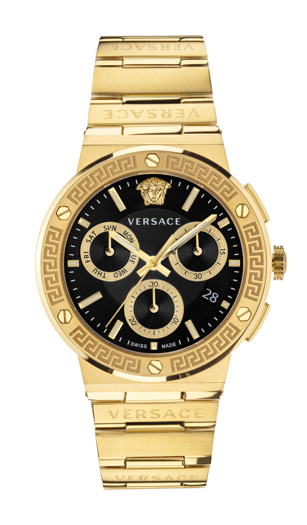 Versace Greca Logo Gold Round Dial Quartz Men Watch