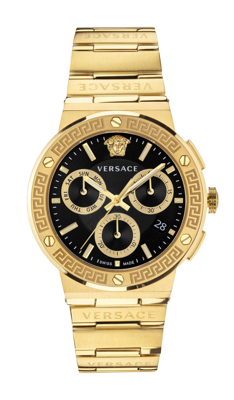 Versace Greca Logo Gold Round Dial Quartz Men Watch Watch Versace