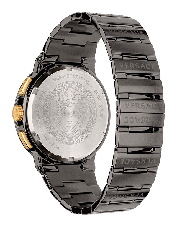 Versace Greca Logo Grey Round Dial Quartz Analog Men Watch Watch Versace