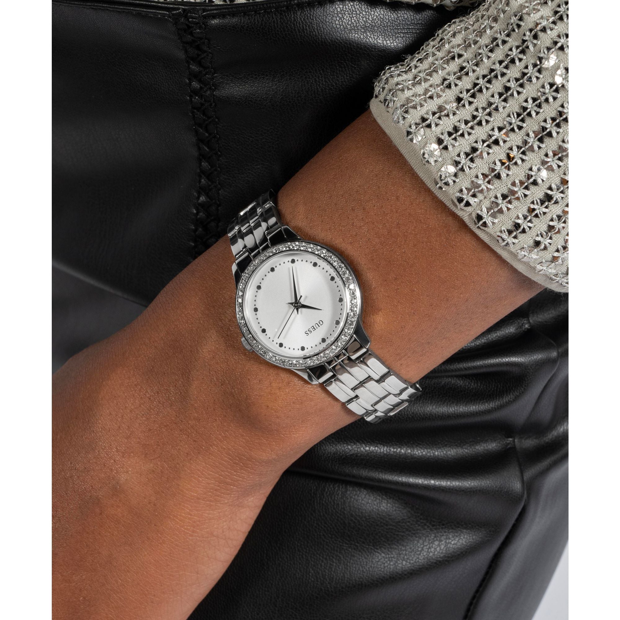 Guess Silver Round Quartz Analog Women Watch