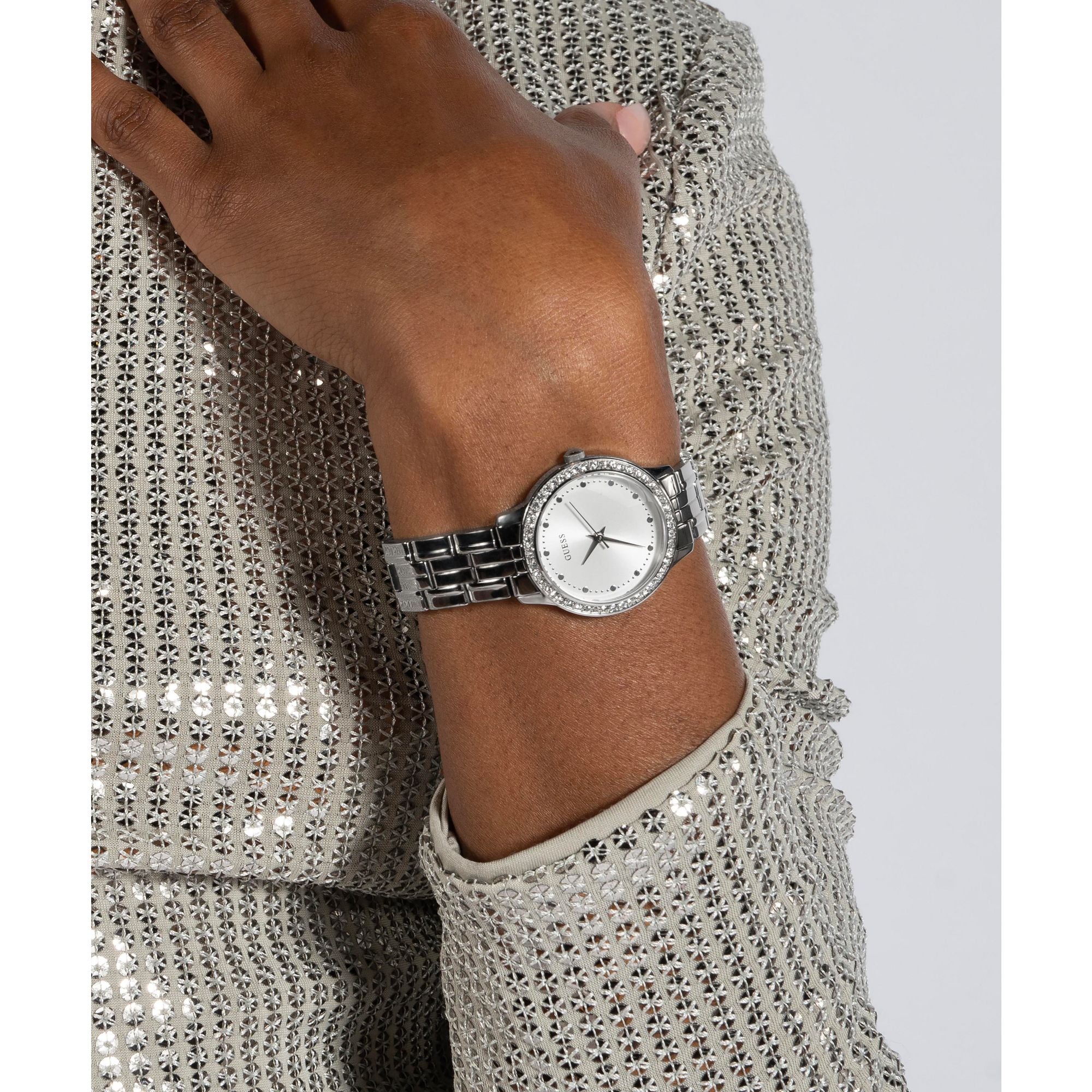 Guess Silver Round Quartz Analog Women Watch