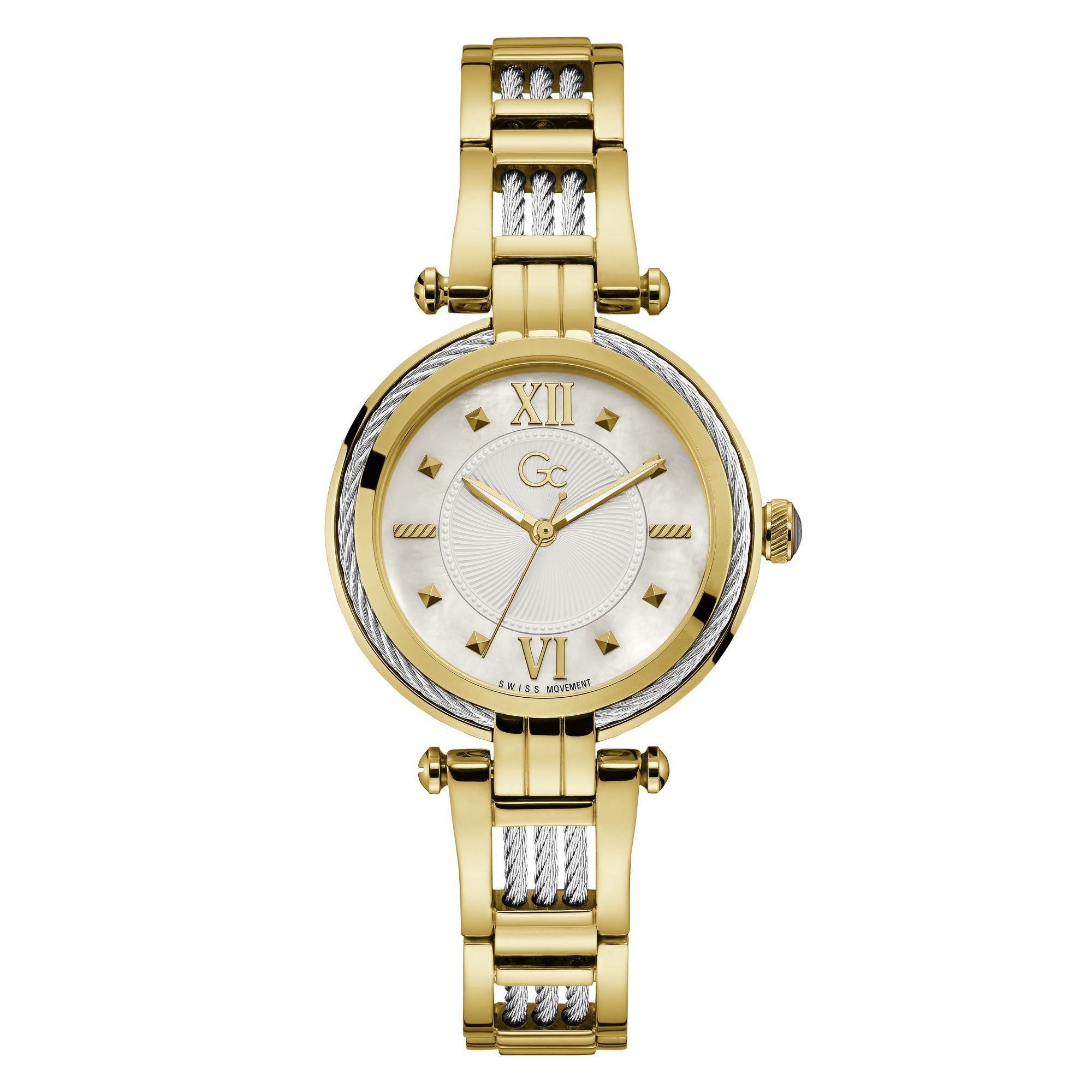 Gc White Round Dial Quartz Analog Women Watch - Guess Collection