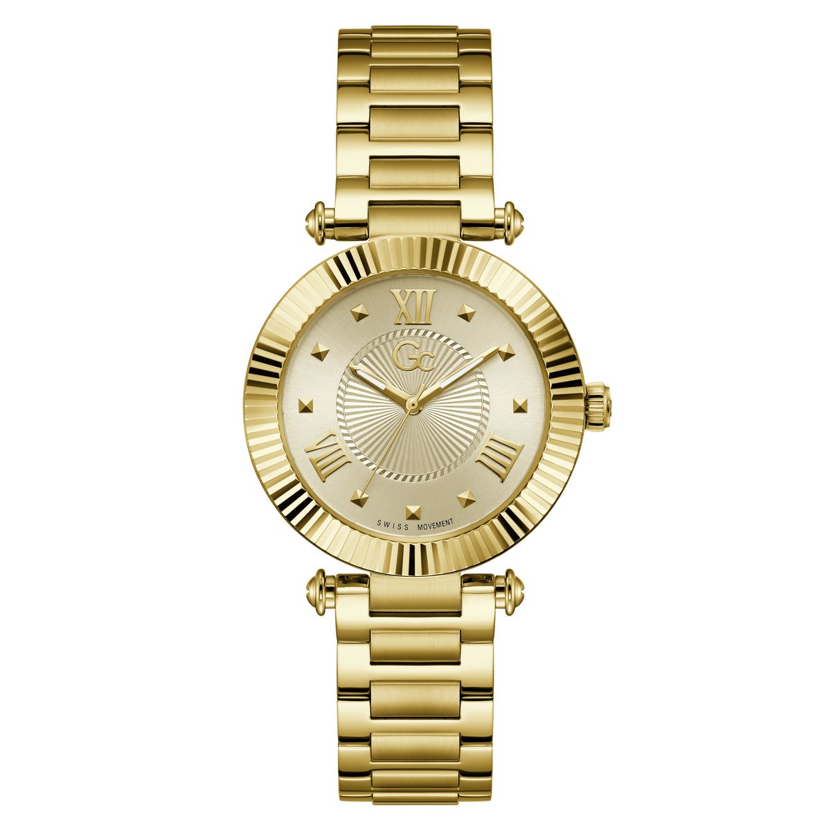Gc Round 37mm Champagne Dial Analog Women Watch - Y59027L6M