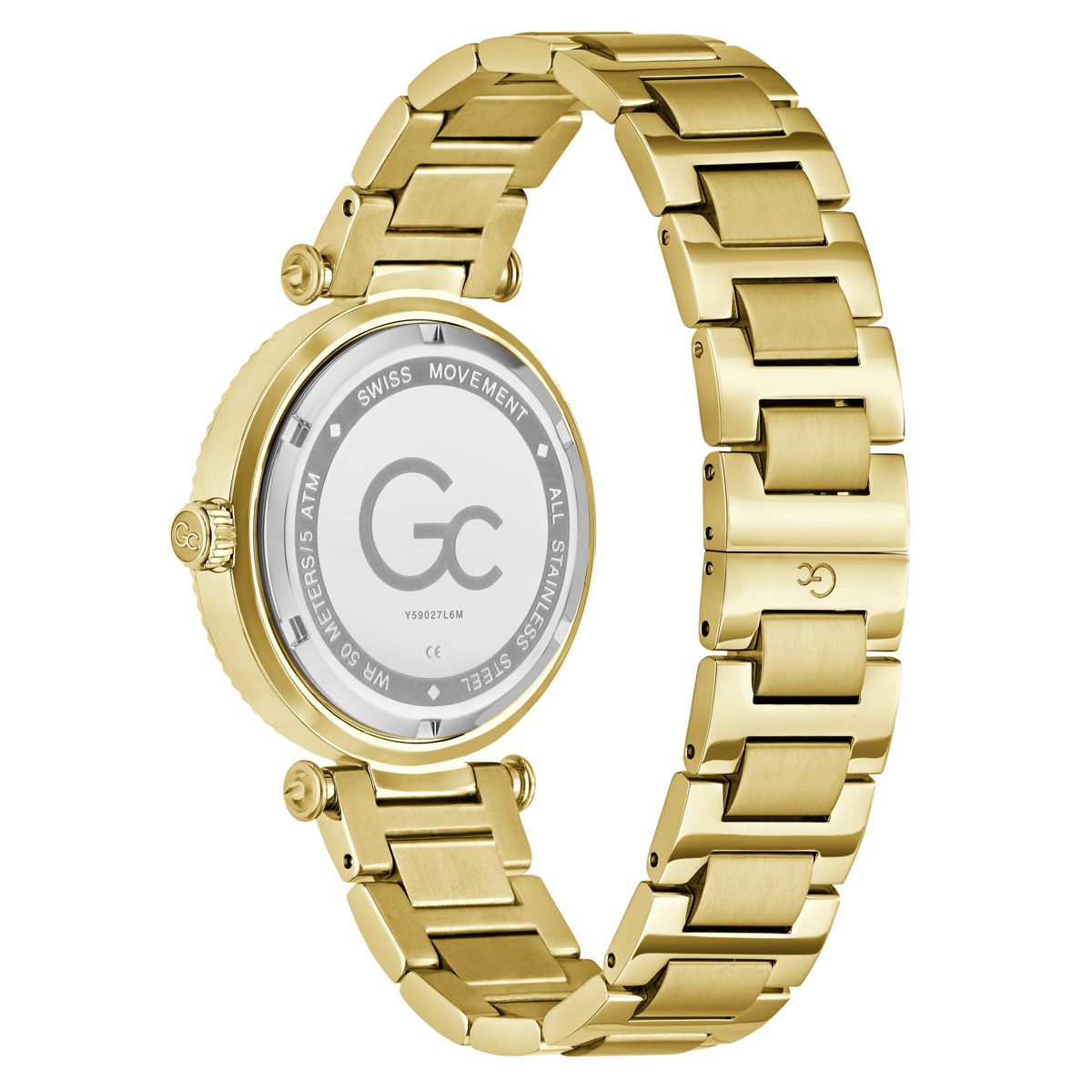 Gc Round 37mm Champagne Dial Analog Women Watch - Y59027L6M