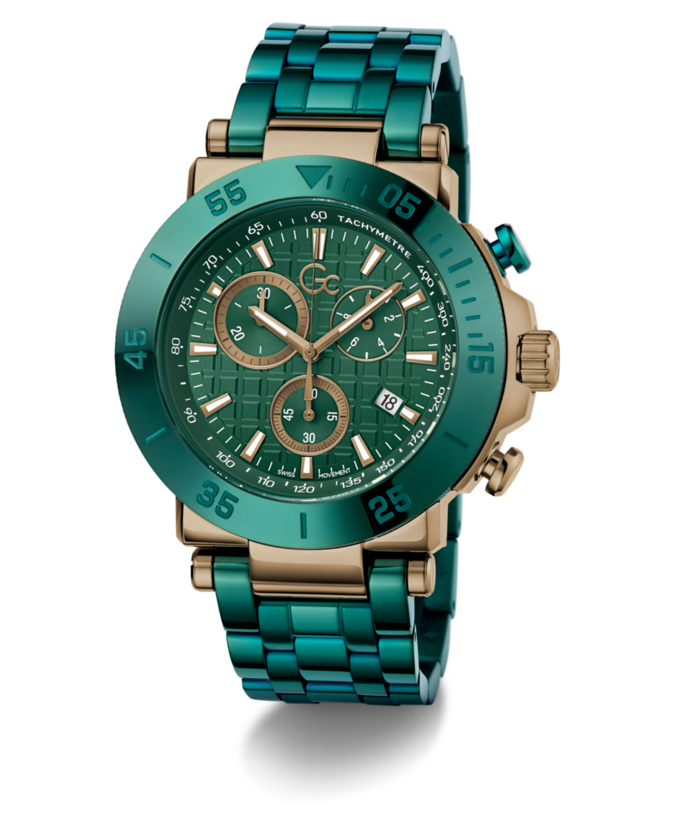 Gc Collection One Green Round Dial Quartz Analog Men Watch - Guess Collection Watch Gc