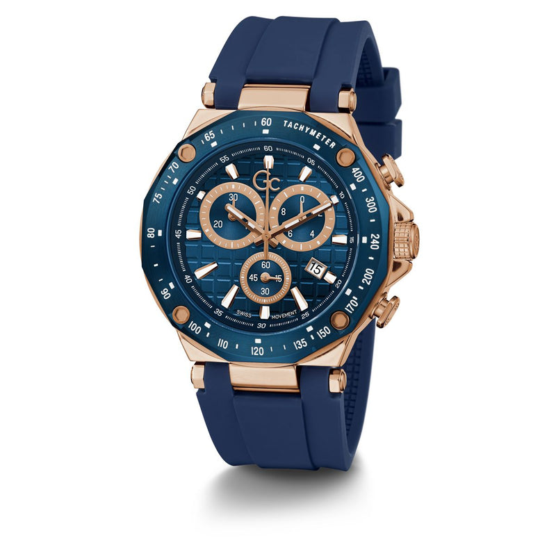 Gc Sport Chic Blue Round Dial Quartz Men Watch - Guess Collection Watch Gc