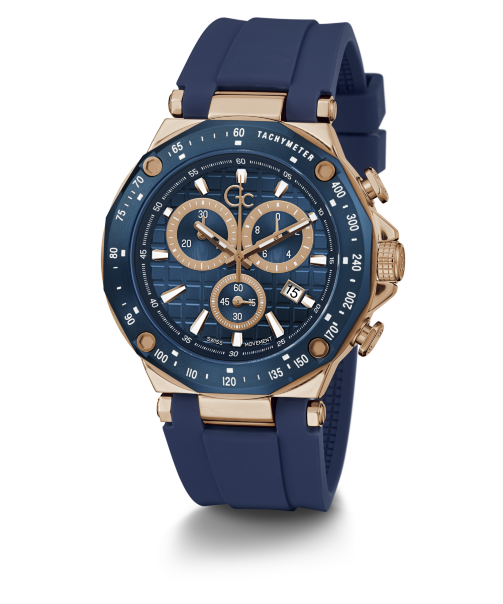 Gc Sport Chic Blue Round Dial Quartz Men Watch - Guess Collection