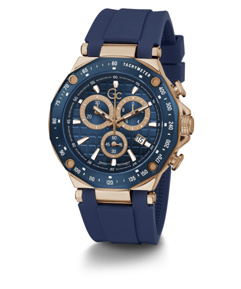 Gc Sport Chic Blue Round Dial Quartz Men Watch - Guess Collection Watch Gc