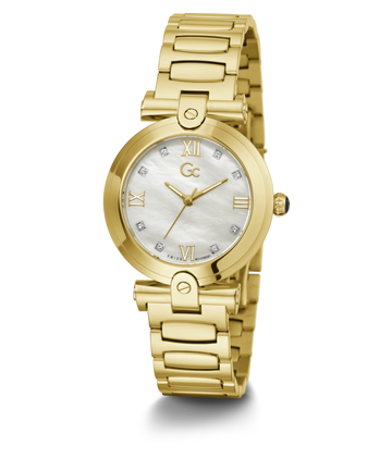 Gc Sport Chic White Round Dial Quartz Analog Women Watch - Guess Collection Watch Gc