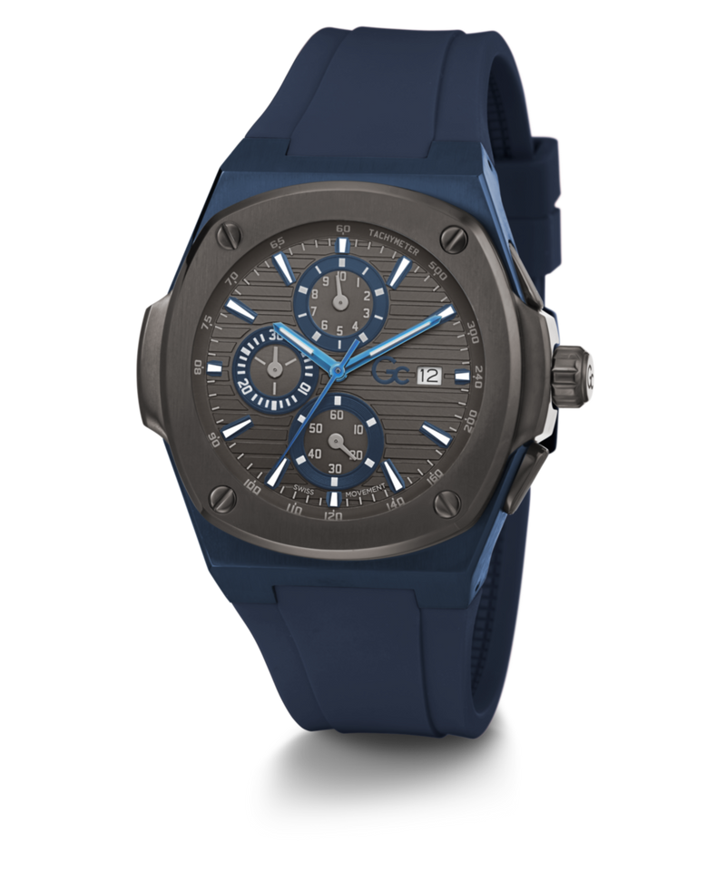Gc Sport Chic Blue Round Dial Quartz Men Watch - Guess Collection Watch Gc