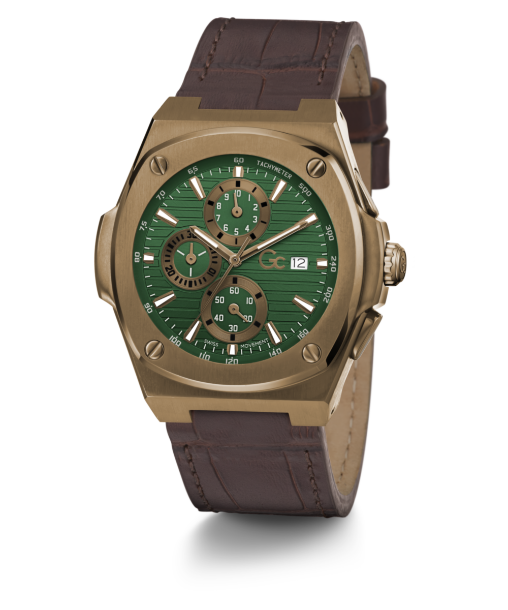 Gc Sport Chic Bronze Round Dial Quartz Men Watch - Guess Collection