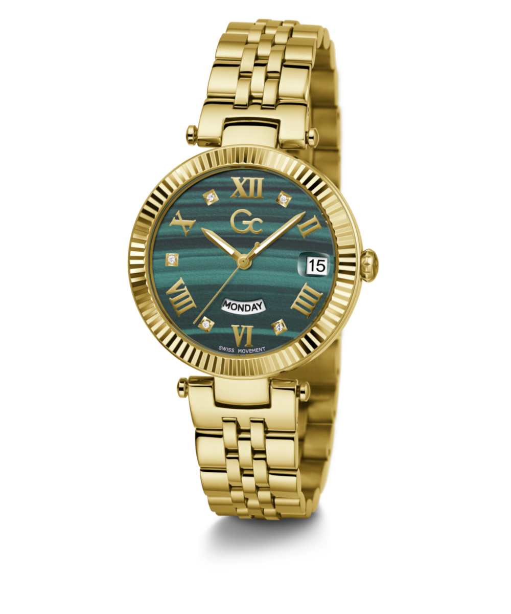 Gc Sport Chic Yellow Round Dial Quartz Women Watch - Guess Collection Watch Gc
