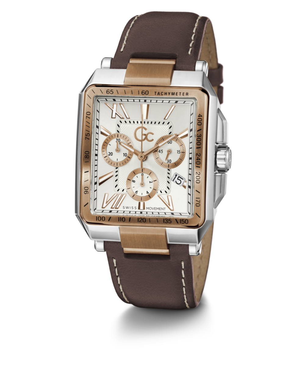 Gc Sport Chic Silver Rectangle Dial Quartz Men Watch - Guess Collection