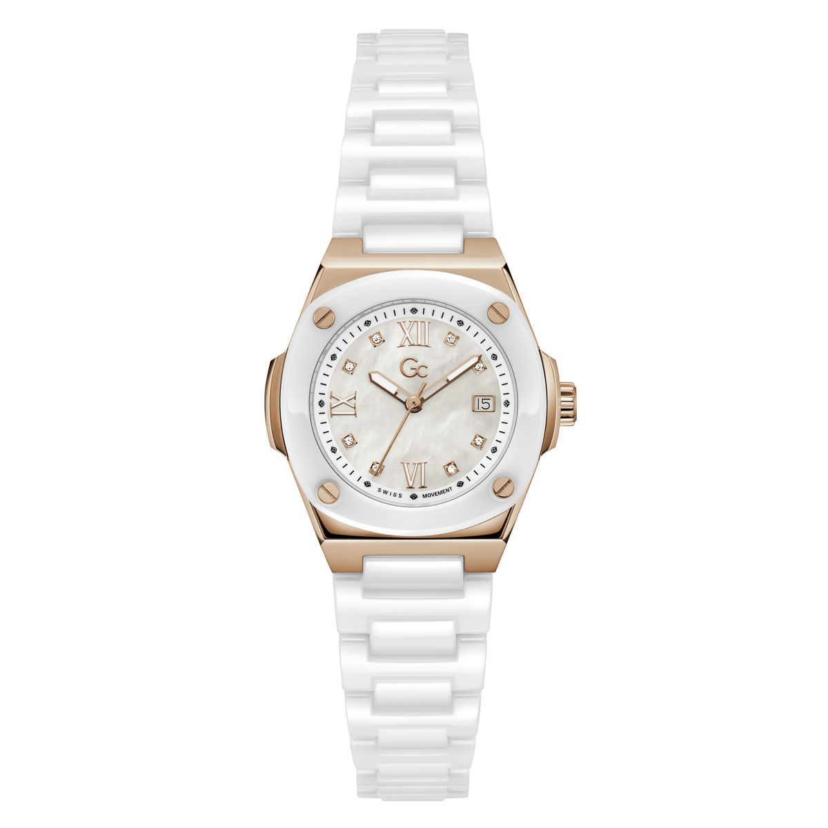 Gc White Coussin Dial Quartz Analog Women Watch - Guess Collection