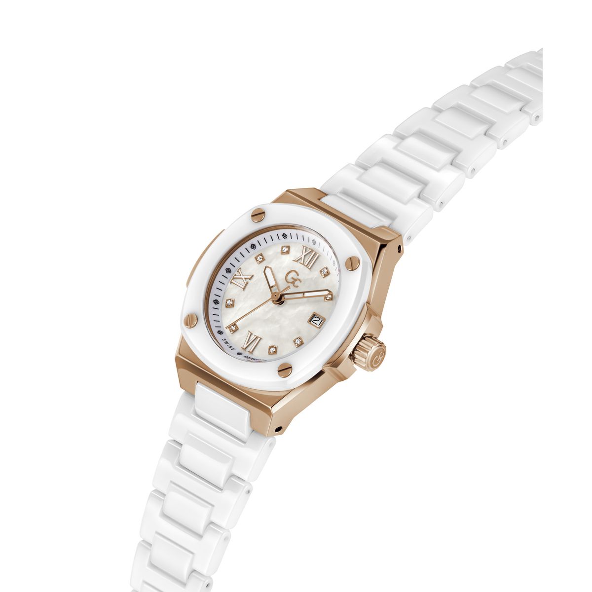 Gc White Coussin Dial Quartz Analog Women Watch - Guess Collection