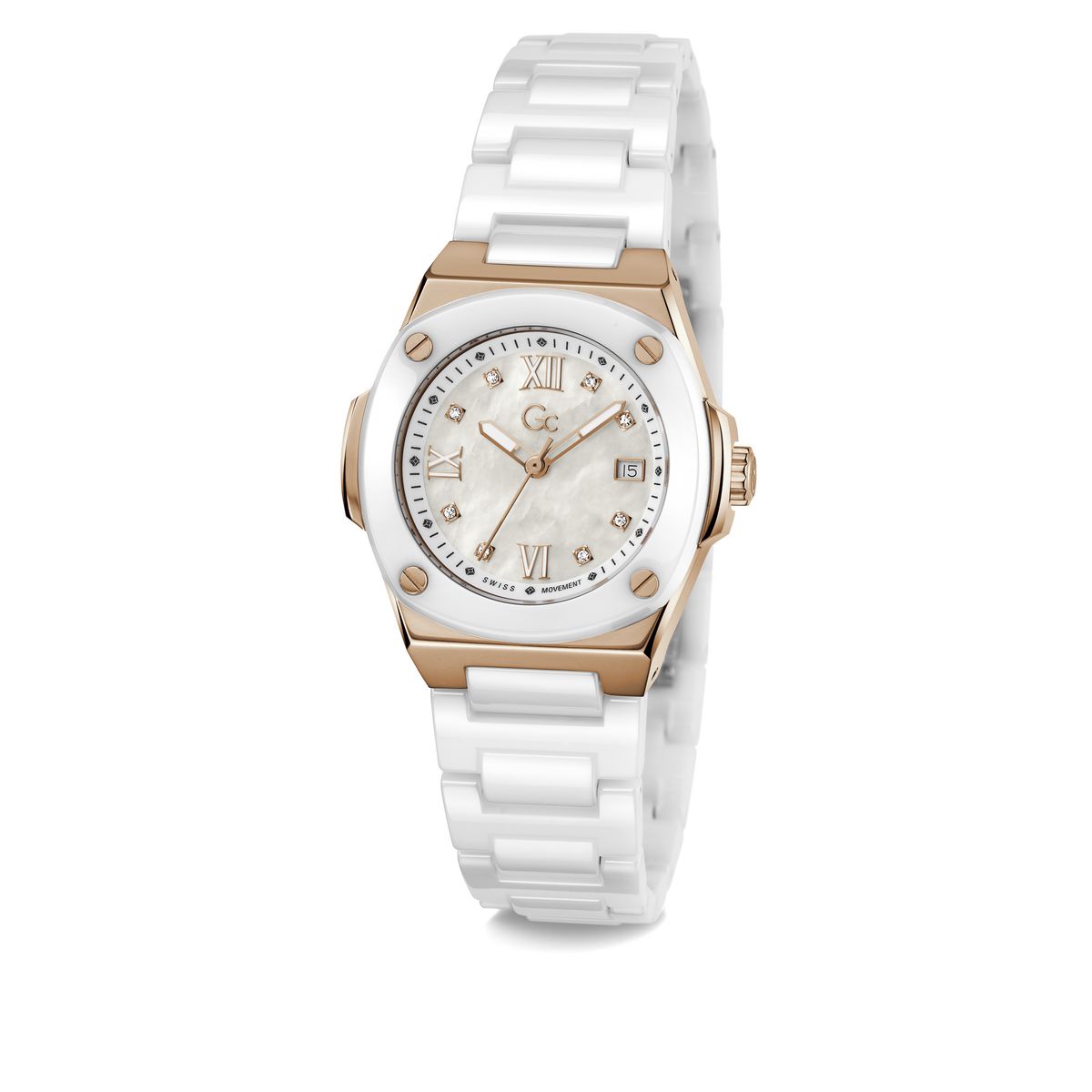 Gc White Coussin Dial Quartz Analog Women Watch - Guess Collection