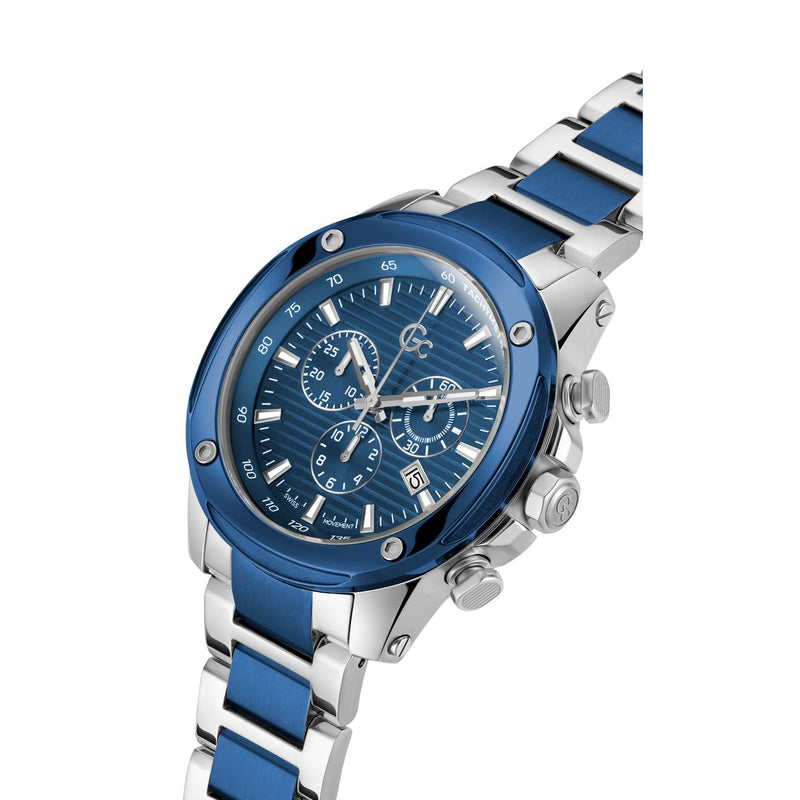 Gc Sport Chic Silver Round Dial Quartz Men Watch - Guess Collection Watch Gc