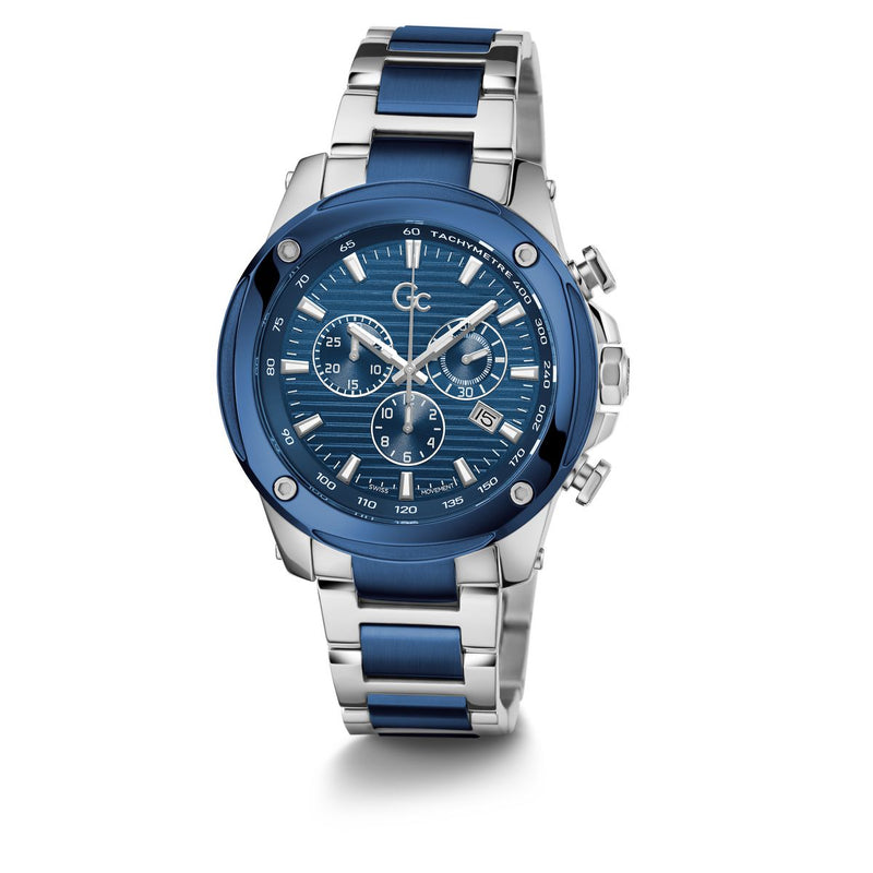 Gc Sport Chic Silver Round Dial Quartz Men Watch - Guess Collection Watch Gc